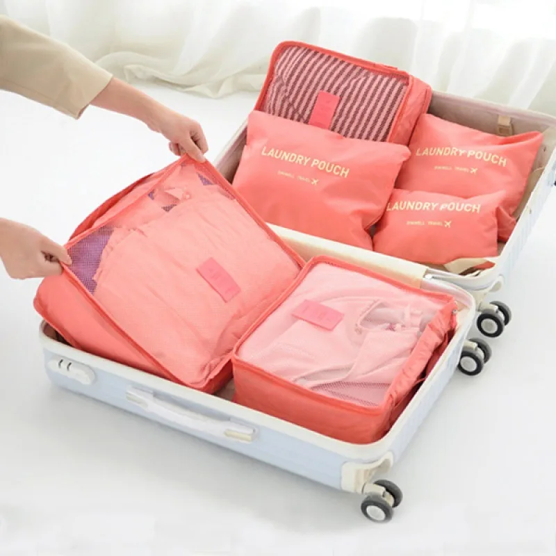 6pcs Travel Storage Bag Large Capacity Luggage Clothes Sorting Organizer Set Suitcase Pouch Case Shoes Packing Cube Bag