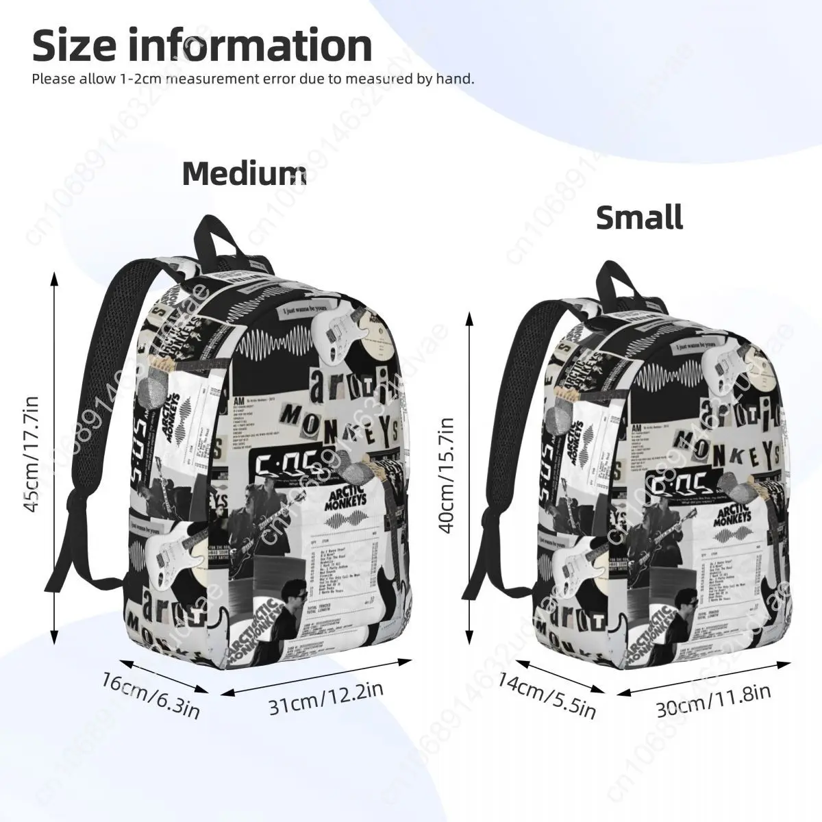 Rock Music Album Band for Men Women Student School Bookbag Arctic Monkeys Canvas Daypack Elementary High College Lightweight