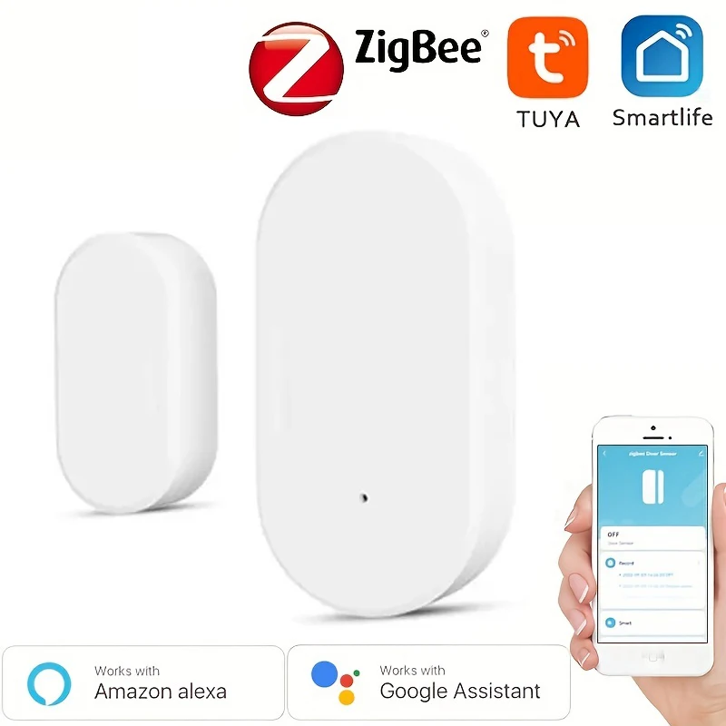 

Смарт-датчик двери Tuya Zigbee, детектор открытия и закрытия, управление через приложение, совместим с Alexa Google Assistant Home