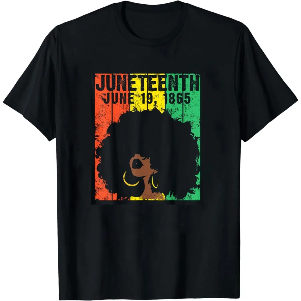 June 16, 1865 African American Women Celebrating Freedom Day Tshirt Black History Month Patterned Cotton T-shirt Top Proud Dress