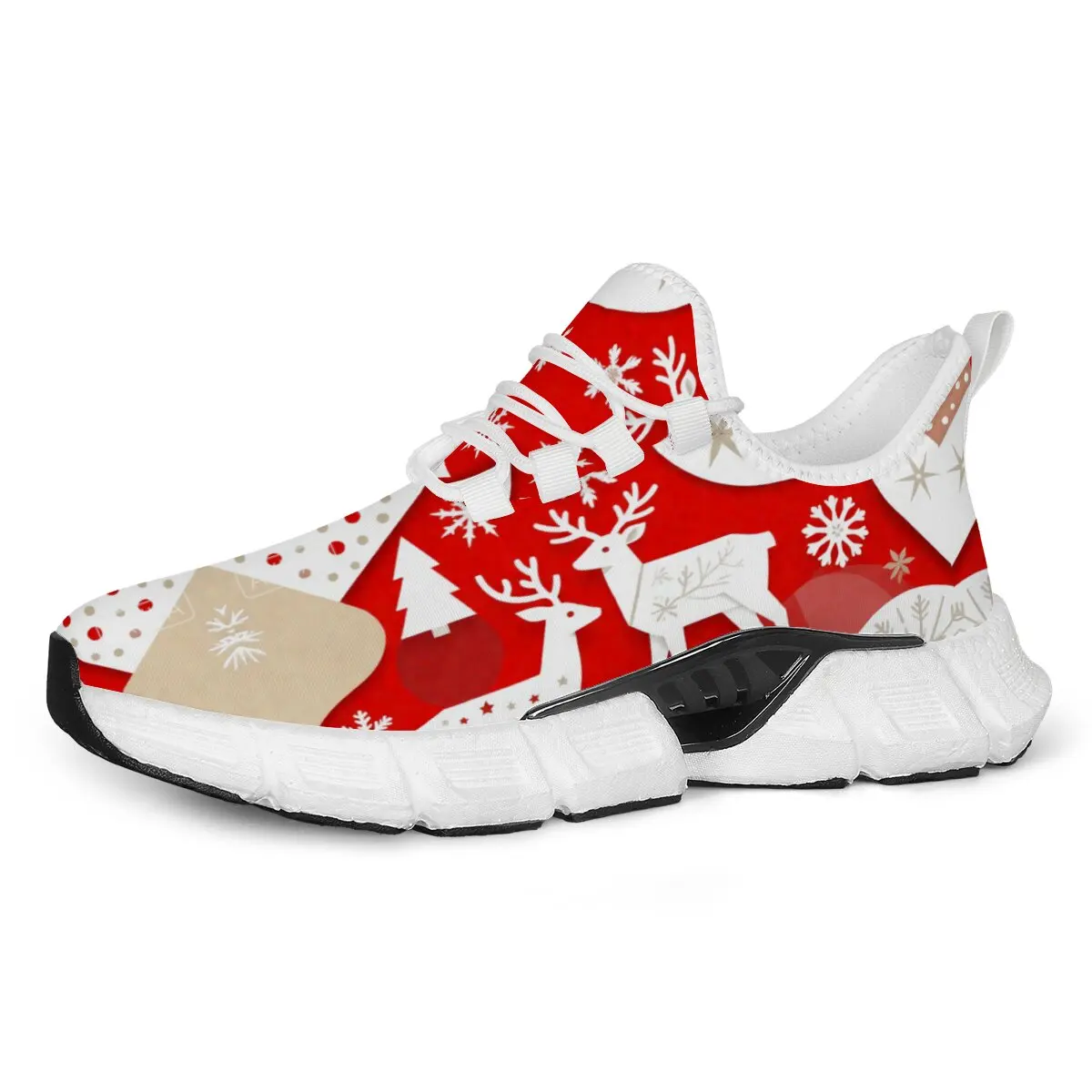 

Christmas-themed Cartoon Color-blocking Pattern Design Fashionable Large-sized Couple's Soft-soled Casual Sports Shoes