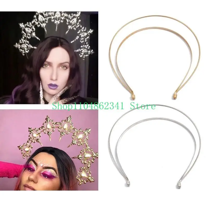 

5asd Gothic Double Layer Crown Headband DIY Material Bridal Headwear