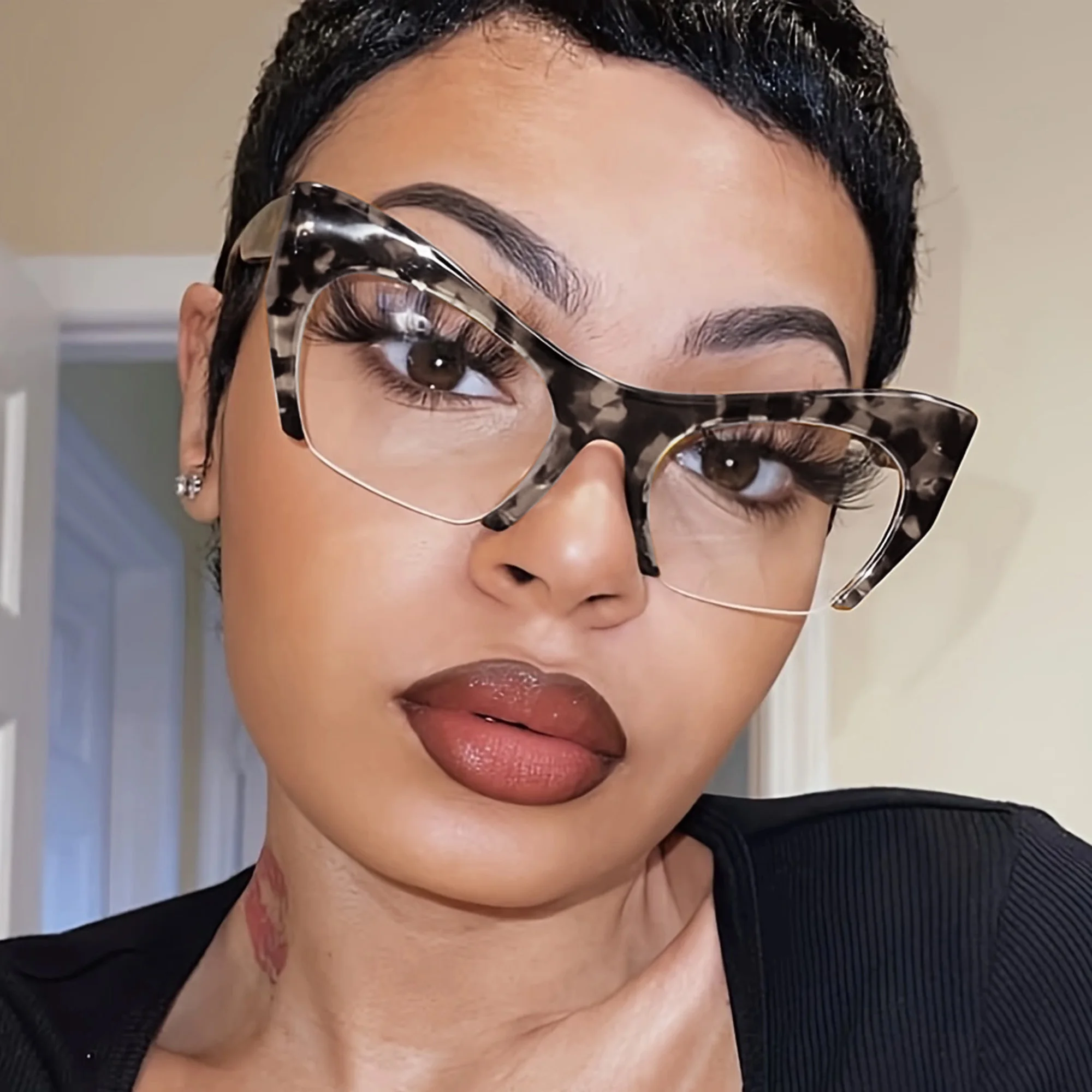 2 Stück stilvolle Cat-Eye-Lesebrille mit großem Rahmen, einfache Retro-Lesebrille, geeignet für Männer und Frauen – Detail 5