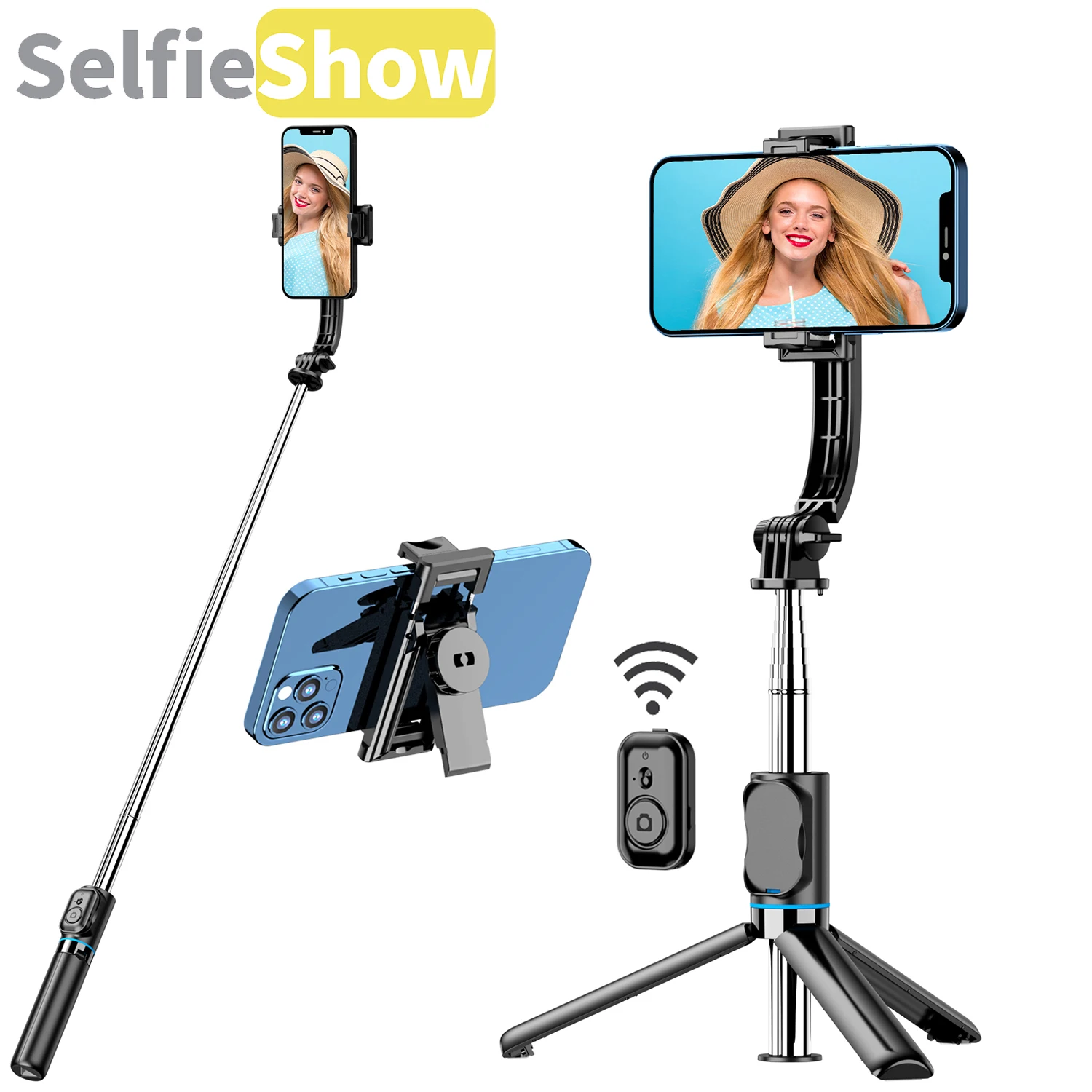 

Selfieshow C01 Detachable Phone Clip BluetoothRemote Control Selfie Stick Tripod Portable Tripie Stabilizer Stand for Cell Phone