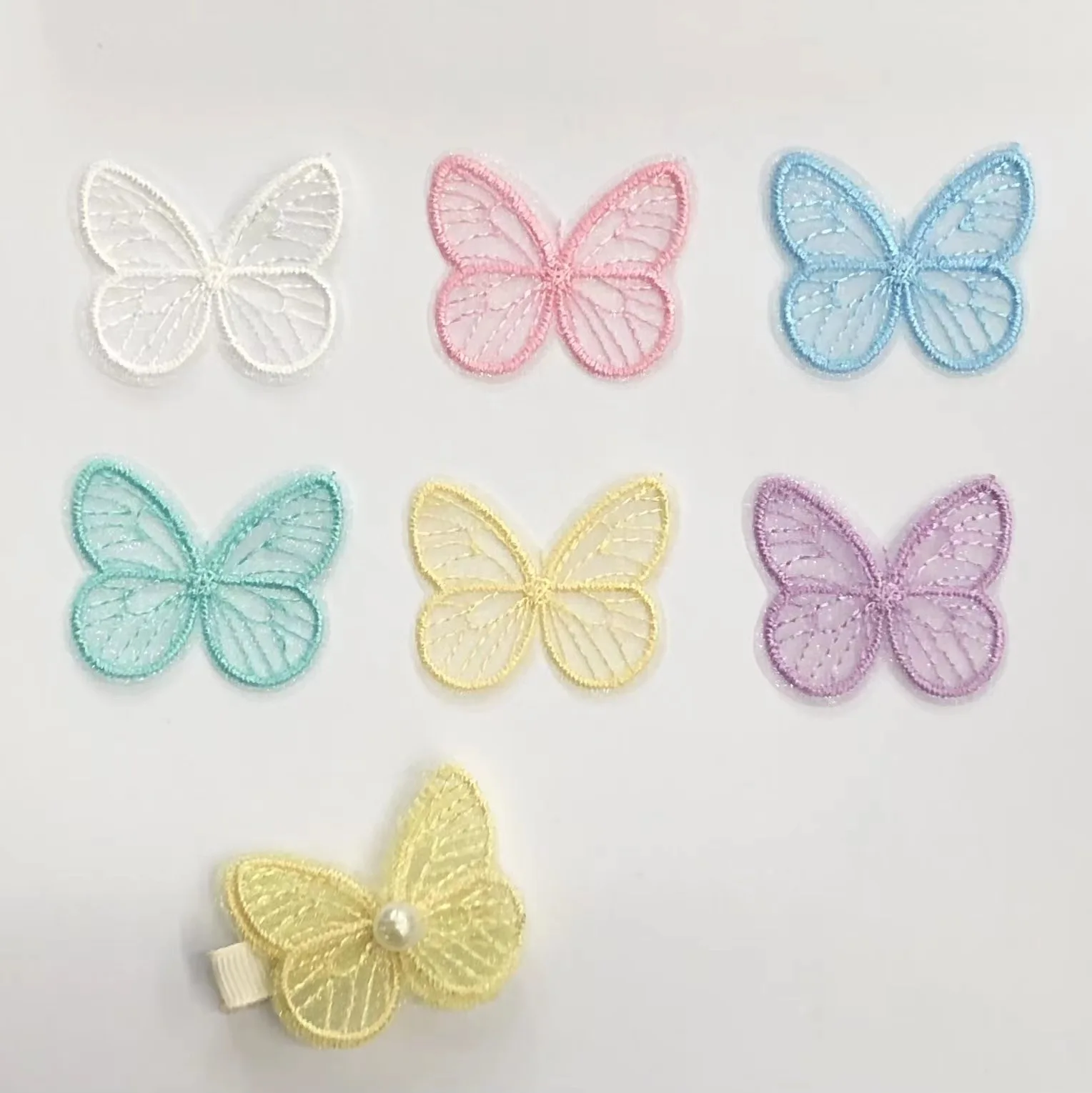 30PCS Organza Embroidery Butterfly headdress accessories Hairpin Accessories DIY handbook Patch Patch Hanfu shoes and socks acce