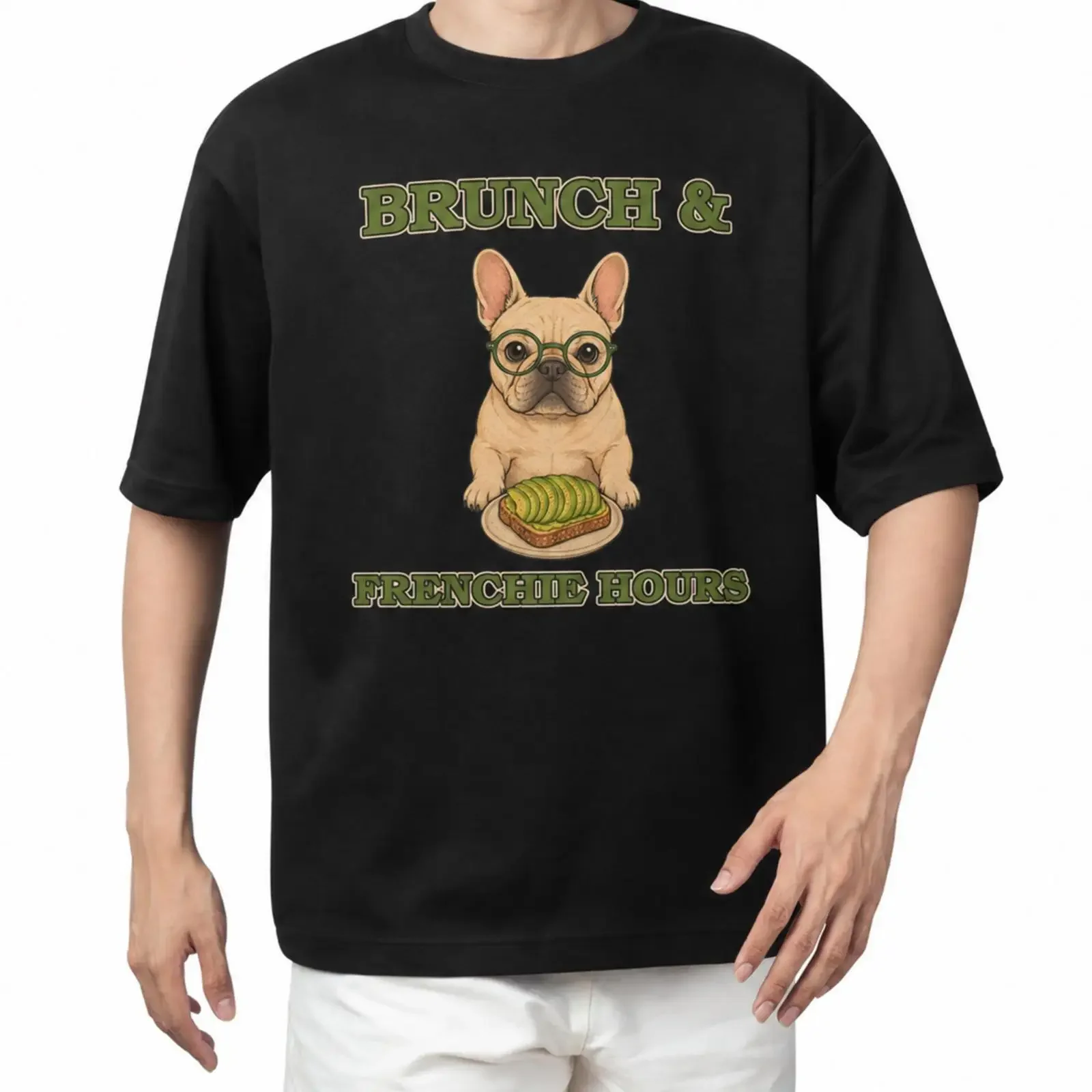 Brunch Frenchie Hours Funny French Bulldog T shirt Avocado Toast Cute for Lover Owner vintage Washed Slightly Soft Unisex