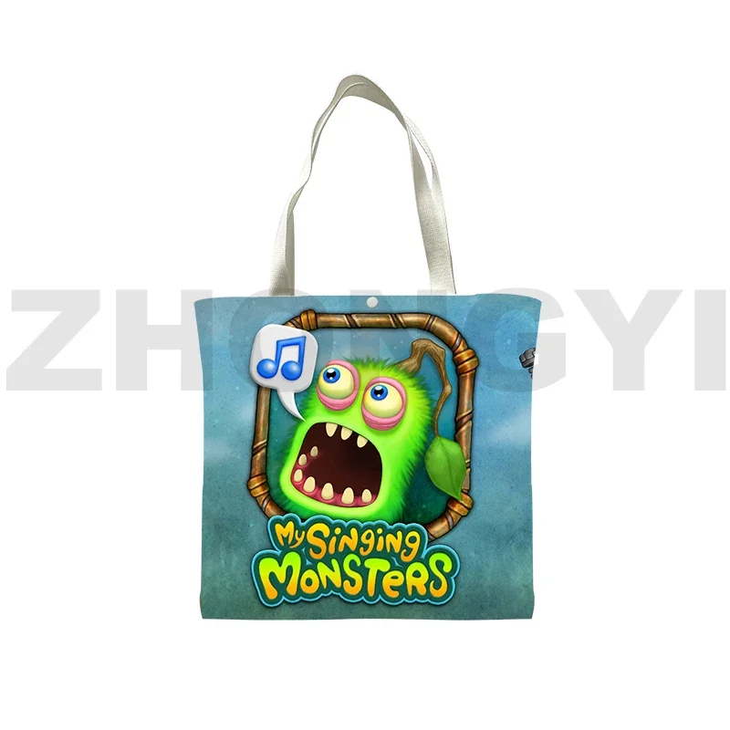 Trendy My Singing Monsters Shoulder Bag Canvas Hand Bags for Women Crossbody Bags 3D Anime Shopping Bags Big Canvas Bag Tote Bag