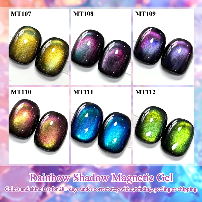 7ml Mtssii Rainbow Shadow Gel Magnético Espumante Glitter Cristal Gel Unha Polonês Gato Gel Magnético Soak Off Verniz Manicure