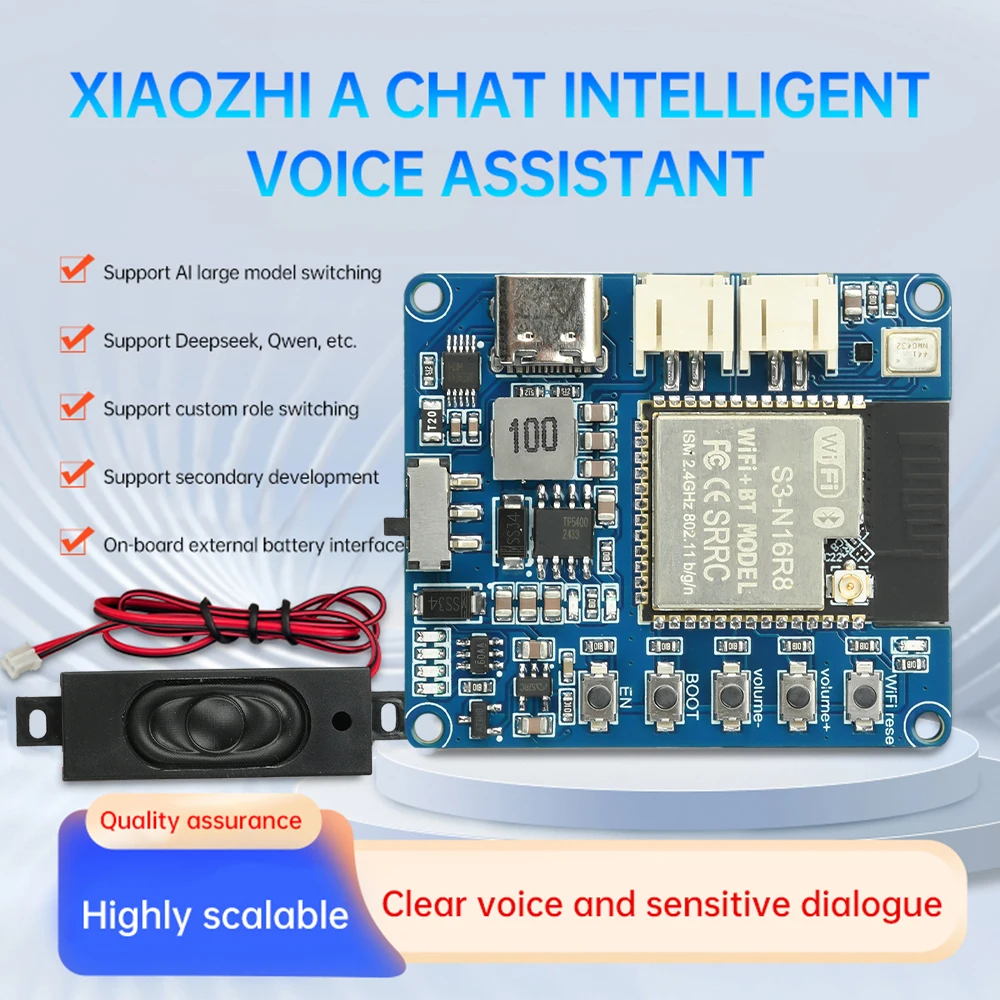 ESP32-S3 XiaoZhi AI Voice Chat Module Development Board DeepSeek INMP441 MAX98357 Type-C TP5400 Battery for AI Assistant IoT