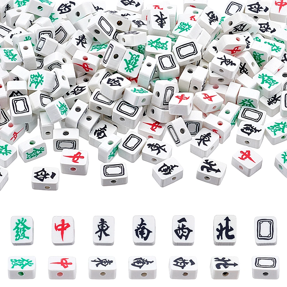 200 Pcs Bulk Mahjong Beads Mahjong Tile Beads Polymer Clay Loose Spacer Beads for Bracelets Necklace Earring Jewelry