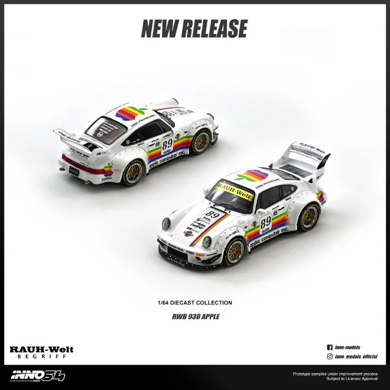 [In Stock] Inno64 1/64 Diecast Wide‑Body Car Model, RWB Porsche / Pandem Mazda MX‑5, White Racing Livery Collectible