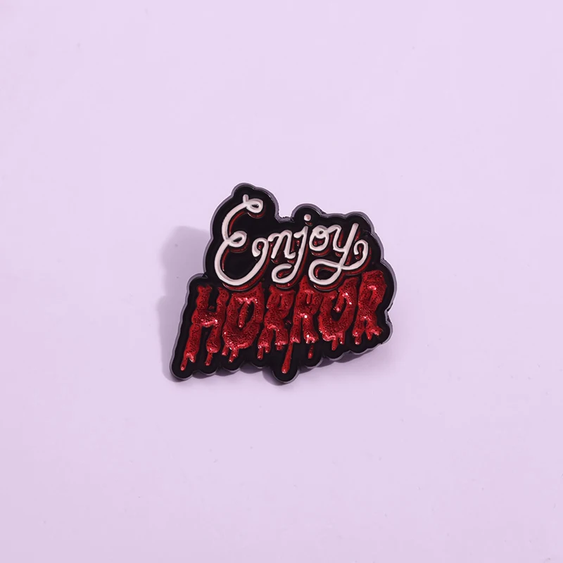 Enjoy Horror Sequin Ename Pins Cartoon Halloween Brooches Lapel Badge Backpack Clothes Punk Gothic Jewelry Gift for Friends