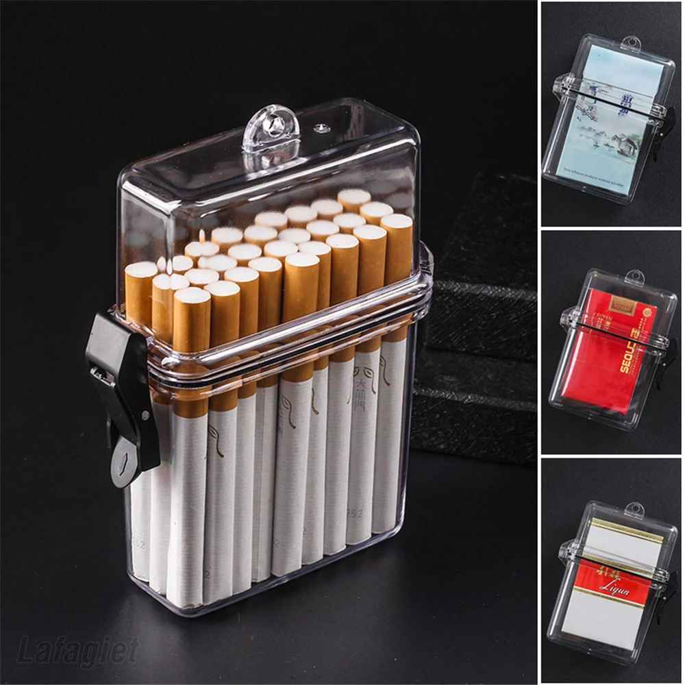 Waterproof Tobacco Case Transparent Lady Plastic Cigarettes Cases Lanyard Lighter Card Key Lipstick Storage Box Smoking Gadget