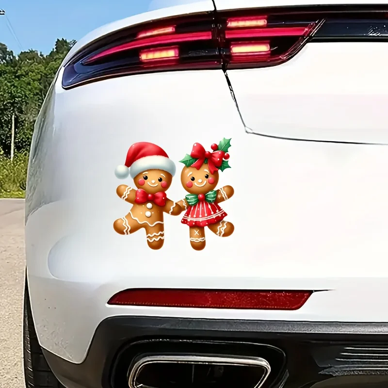 Cute Gingerbread Couple Vinyl Sticker, Matte Self-Adhesive Decal for Car Truck Window Bumper Wall Toilet Seat