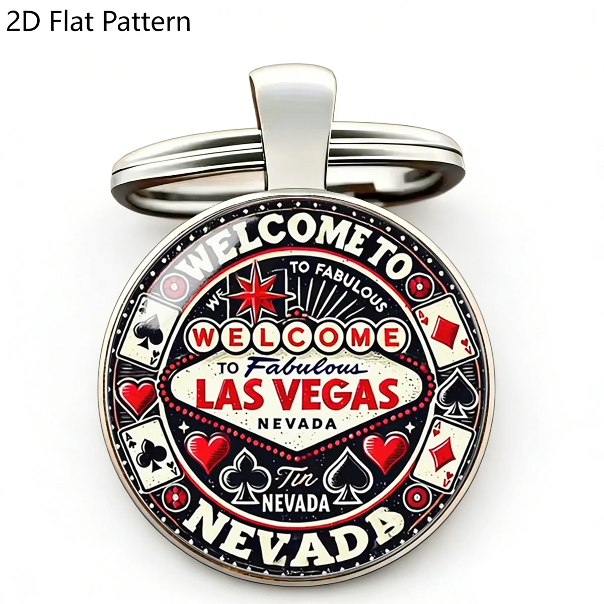 Llavero Vintage de Bienvenida de Las Vegas, de Aleación de Zinc, Plano 2D, Anillo para Llaves, Recuerdo de Viaje Retro, Regalo para Hombres, Amuleto del Desierto de Nevada para Bolso