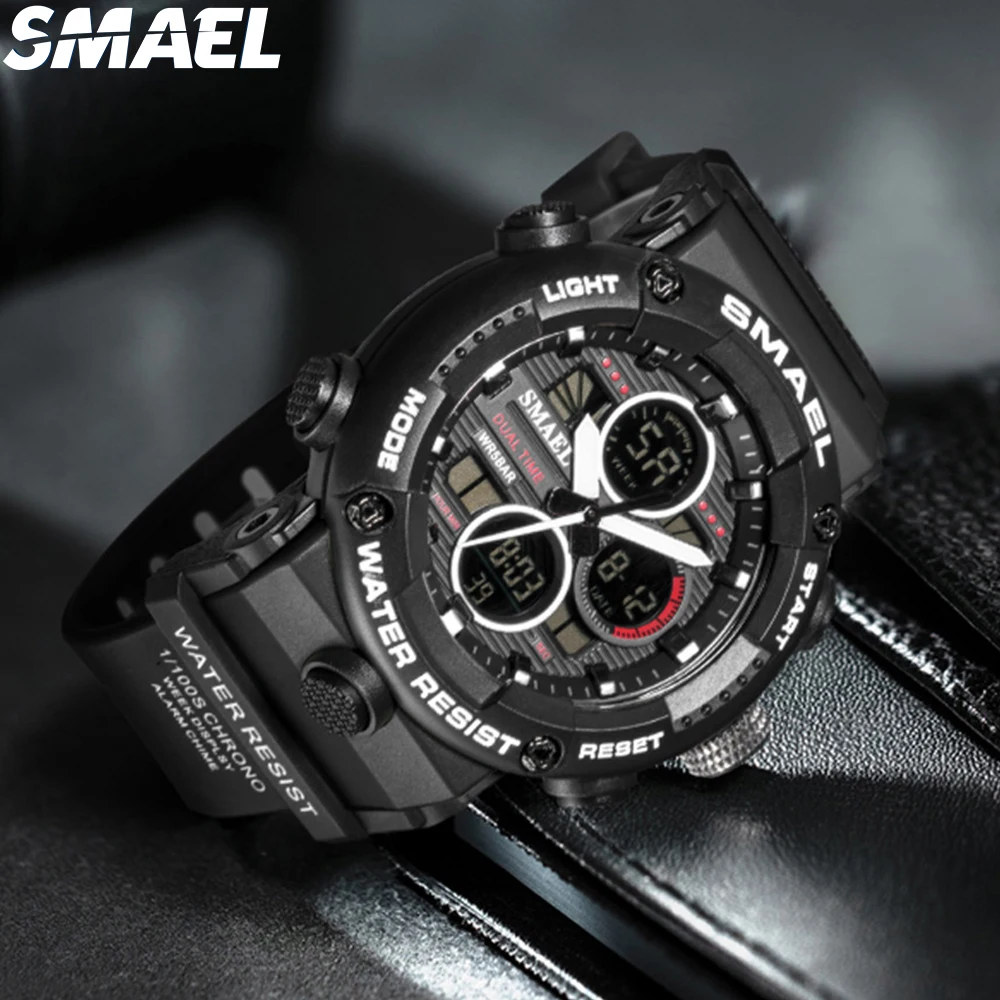 SMAEL Orologio sportivo da uomo Impermeabile LED Orologi digitali Cronometro Orologio con quadrante grande per uomo 8038 relogio masculino Orologi