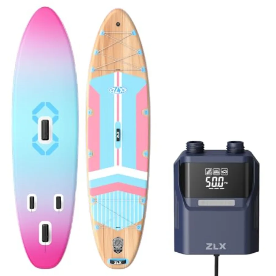 

11'6" Extra Wide Inflatable Stand Up Paddle Board SUP and Paddle Board Pump 50PSI SUP Pump with 12V DC Car Connector