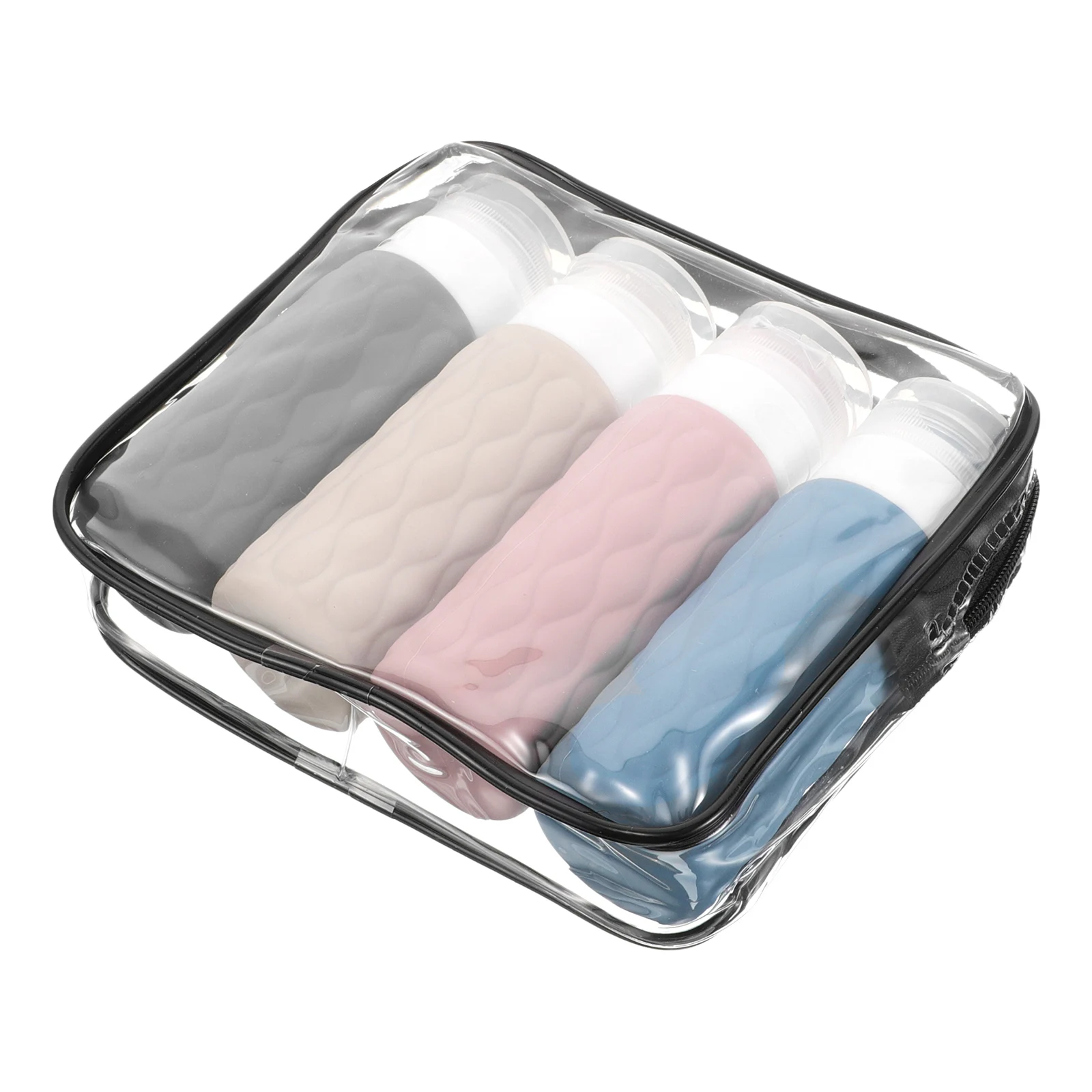 

4 Pcs Travel Bottles Toiletries Shampoo Containers Small Squeeze Leakproof Portable PVC Lotion Body Wash Shower Gel