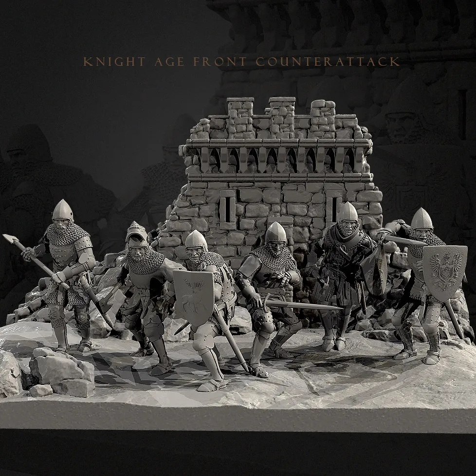 The height of man 25mm 38mm 50mm Resin model kit (medieval soldier) needs to be assembled and colored by oneself  TD-7880/3D