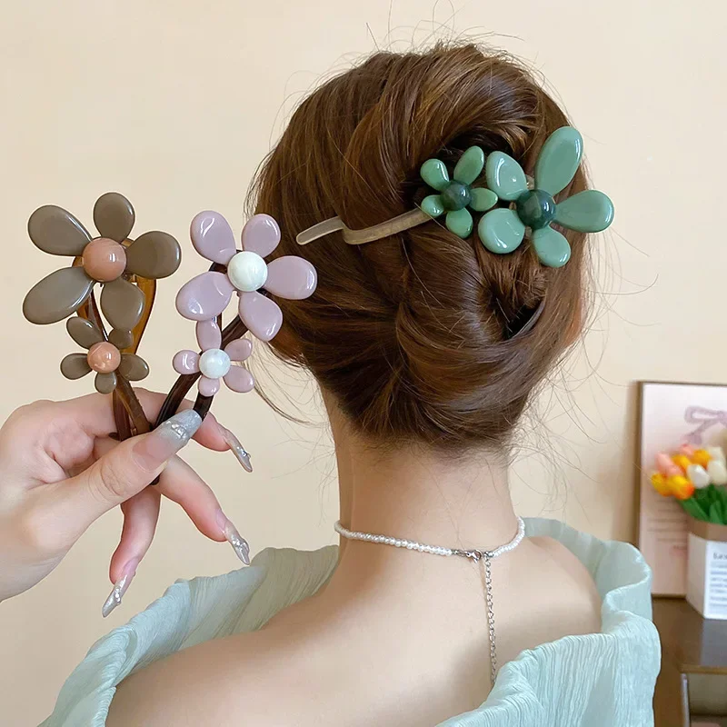 

Sweet Resin Flower Hairpin Duck Bill Clip for Women Fashion Versatile Jewelry Hair Accessories