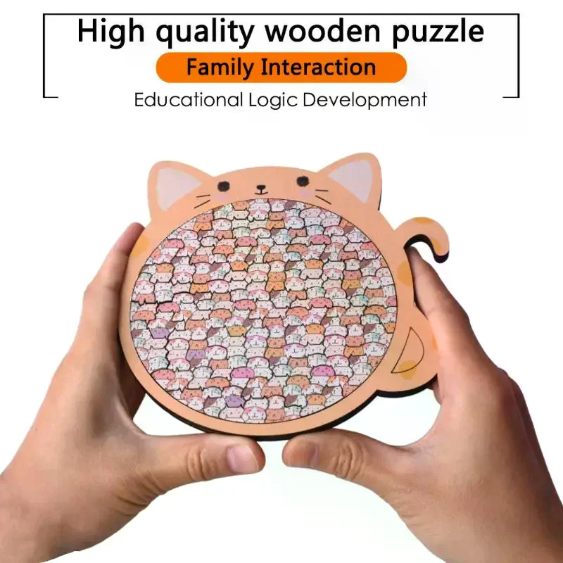 لعبة ألغاز خشبية على شكل قطة كرتونية، قطع قطط ممتعة لطيفة، ألعاب تعليمية للأطفال والكبار، هدايا عيد الميلاد