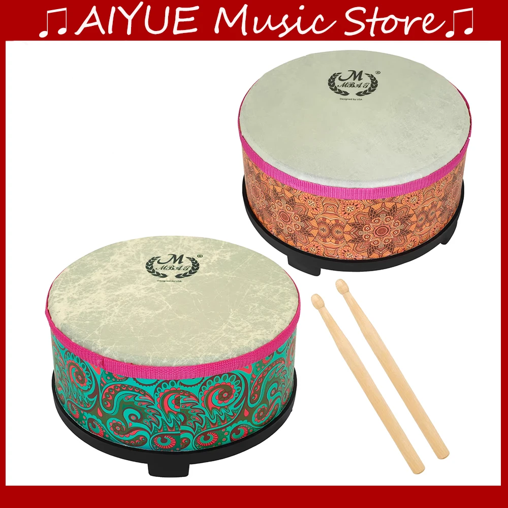 

10 Inch Ground Drum Alto Drum Sheepskin Solid Wood Percussion Musical Instruments Mid-range Drum Orff Percussion Instrument