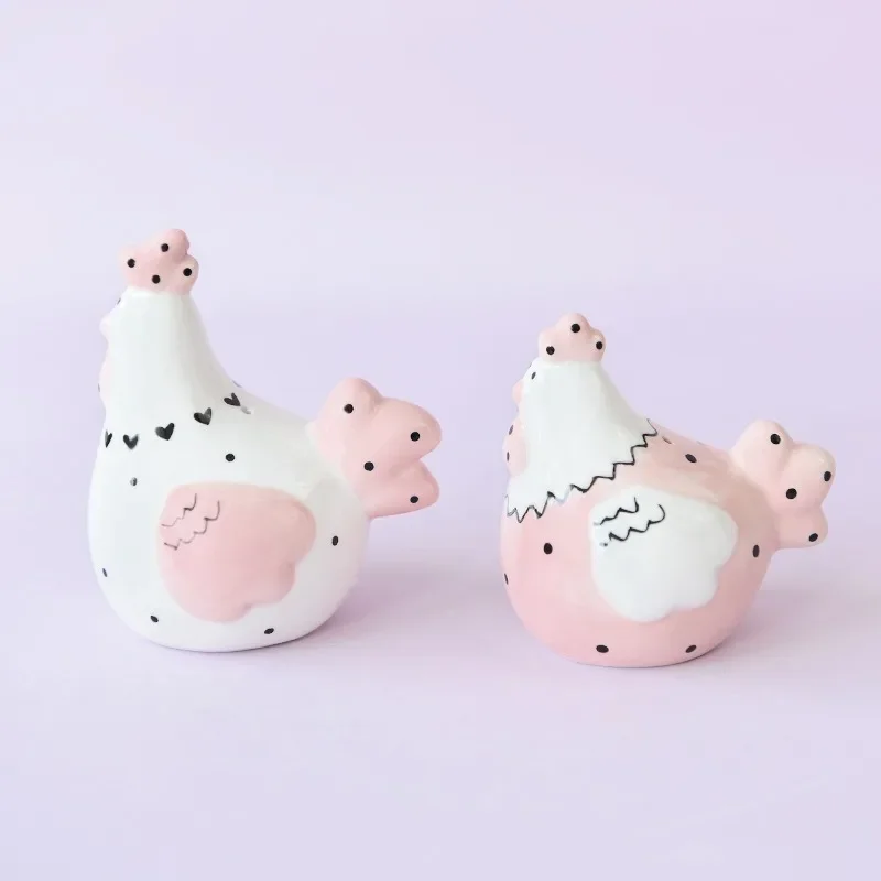 Nordic Creative Rooster Hen Seasoning Bottle Set Korean Cartoon Chicken Ceramic Salt Pepper Shaker Salt Box Kitchen Decoration
