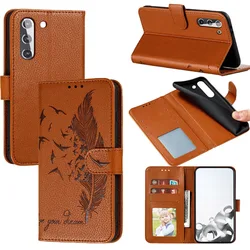 Book Case For Samsung Galaxy A54 A14 A24 A34 5G A04S A04 A04E A13 A23 A33 A53 A73 A52 A12 A32 Feather Pattern Leather Wallet