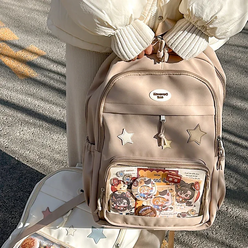 Ita Bag 2024 New Display Canvas Backpacks Women Preppy Style Five Star School Bag Sweet Cute Transparent Rucksack Bolsa Сумка