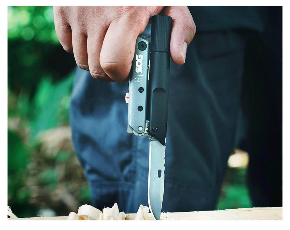 SOG BATON Q2 4 in 1 Multifunctional Tactical Pen Mini Pocket Tools EDC Compact Multi-Tool LED Flashlight Outdoor Survival Tools