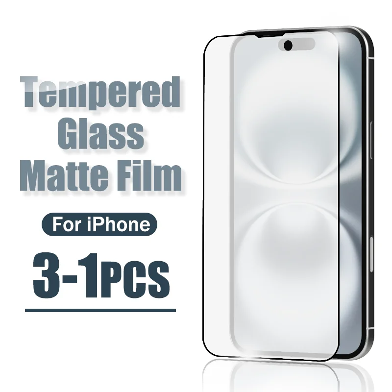 3-1Pcs Upgraded Matte Screen Protection For Apple iPhone 16 15 14 13 Pro Max Phone Front Tempered Glass Films Hard Full Cover