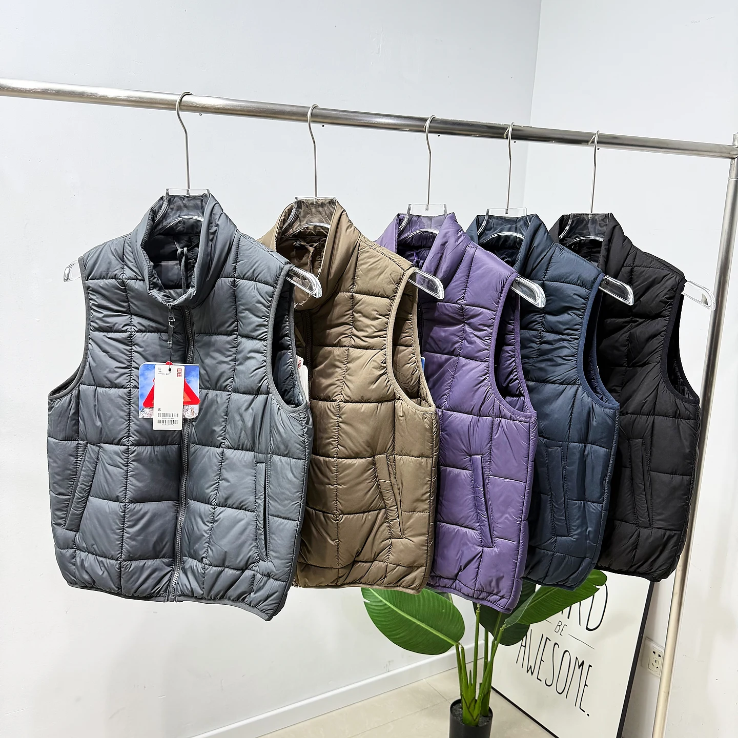 

ex Lightweight Warm Air Cotton Stand Collar Svel Vest for Couples Youth Casual Winter Faion Basic Sle Zipper Cl...