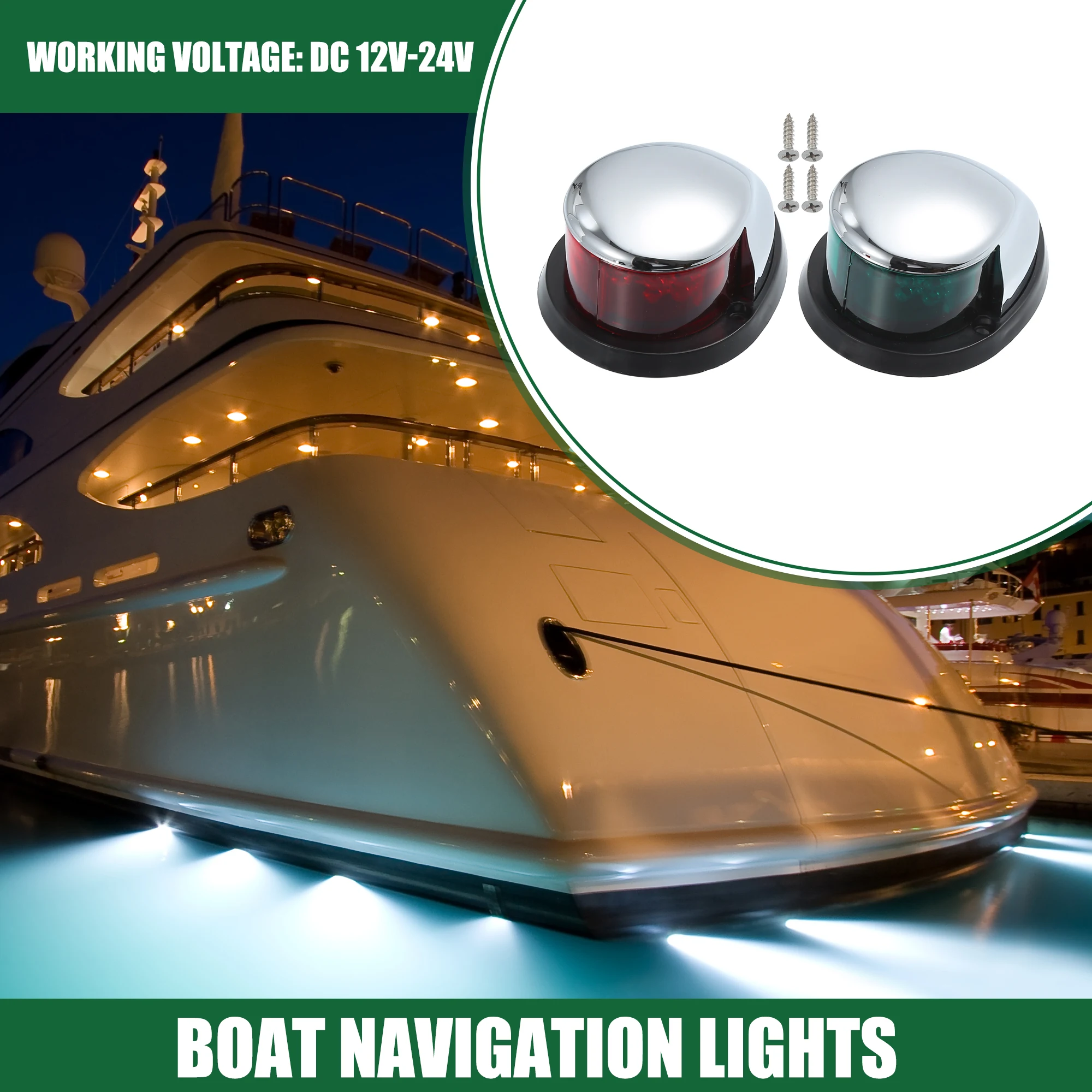 

UXCELL 1 комплект универсальных внутренних навигационных огней для лодок для понтонных лодок, красный и зеленый