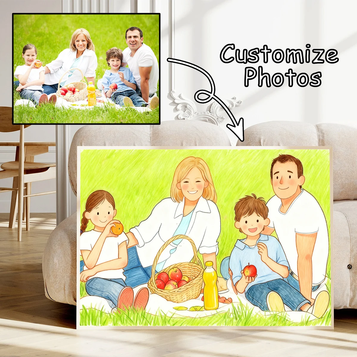 تخصيص كتاب صور الأطفال نمط صورتك قماش طباعة صورة الزفاف زوجين الأسرة الحيوان الجدار ملصق فني ديكور المنزل #1