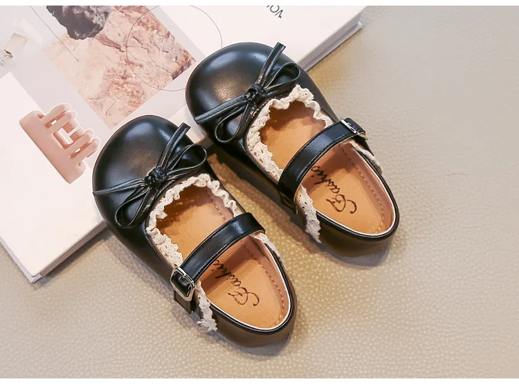 Mädchen Frühling Herbst Schleife Weiche Sohle PU-Lederschuhe Kinder Rutschfeste Spitzenbesatz Loafer Atmungsaktive Mary Jane Schuhe Kinder Freizeitschuhe – Detail 7