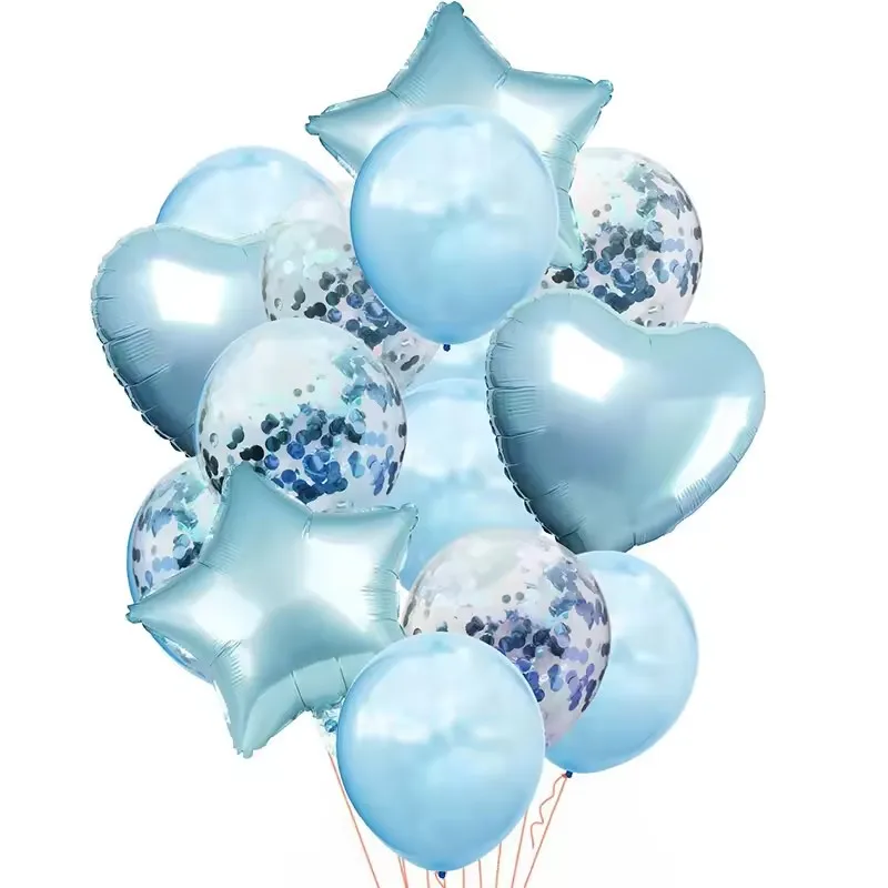 14 Stück Herz-Stern-Folienballons mit Latex-Konfetti-Ballons für Geburtstags- und Hochzeitsfeier-Dekorationen – Detail 7