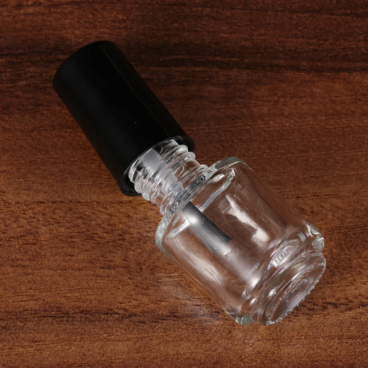 Bouteilles de vernis à ongles en verre Transparent, 5Ml, capuchon circulaire noir, brosse, récipient vide rechargeable pour liquide de bricolage, 20 pièces