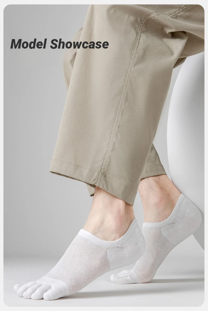 3 Paar Herrensocken, atmungsaktiv, schweißableitend, neuartige Zehensocken, modische, lässige Finger-Bootssocken, hochwertige Socken für Männer, bequem. – Detail 7