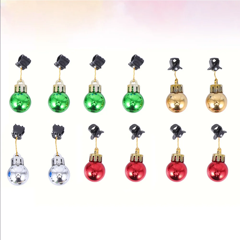 

12Pcs Christmas Beard Clip Balls Bright Hanging Pendant for Holiday Wedding Birthday Party Decoration Festive Home