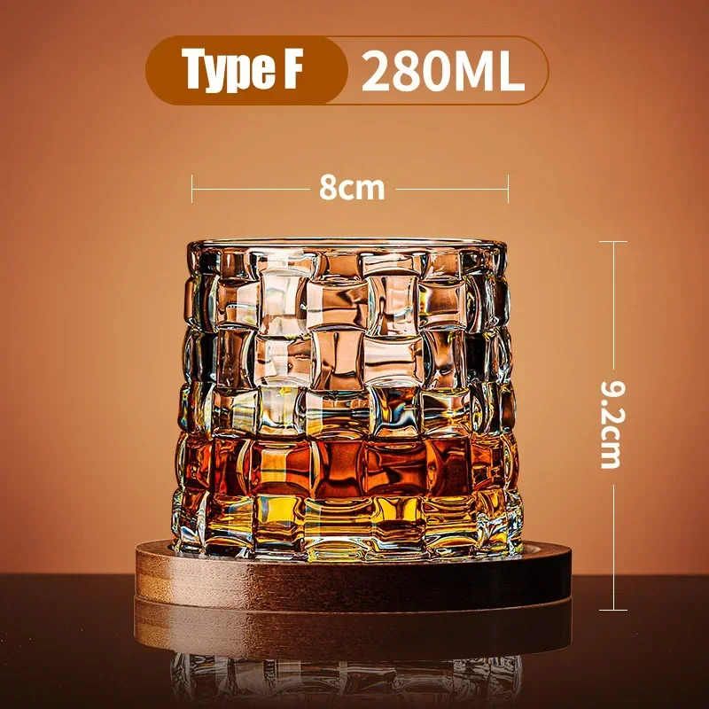 Vaso de whisky con Base, vasos de whisky de cristal giratorios, copa de vino de brandy, vasos para Bar y hogar