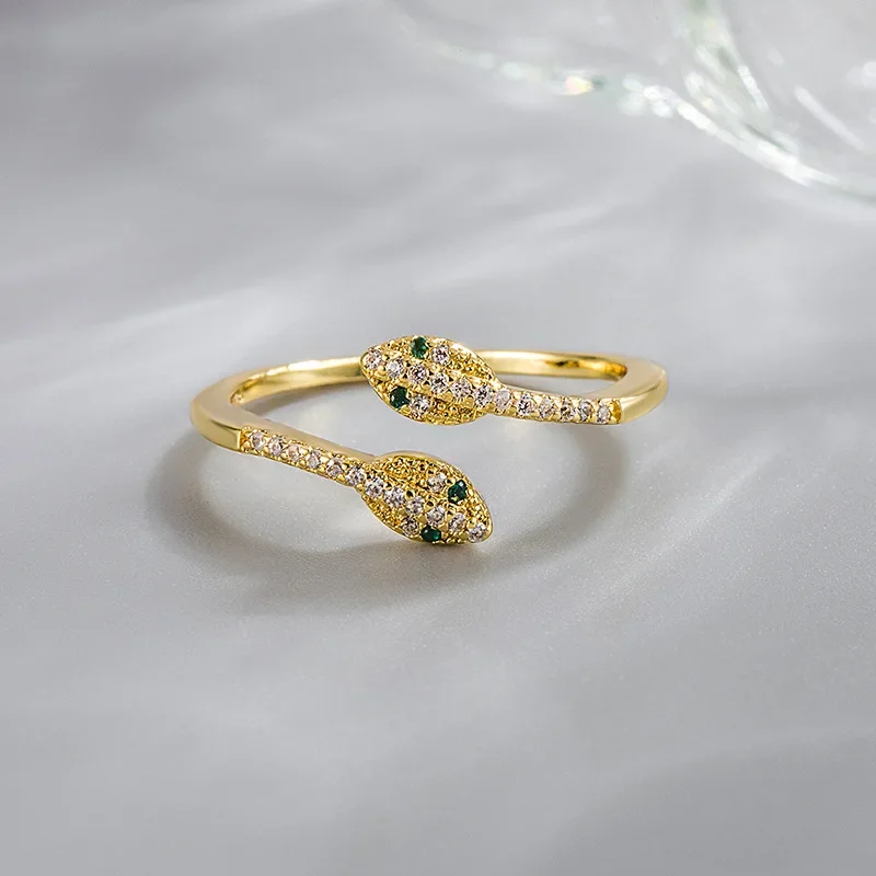New Minimalist Open Snake Ring with Diamond Accents Trendy Zodiac Jewelry for Women Senior Fashion Accessory