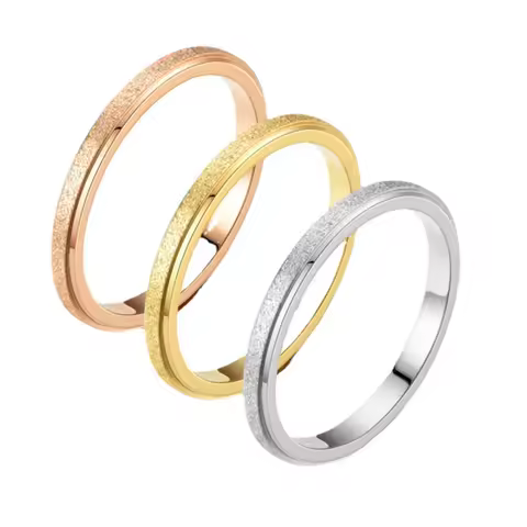 Simple 2mm Woman Men's Couple Gold SIlver Titanium Ring Matte Finished Finger Ring Jewelry for Male Wedding Bands Gift
