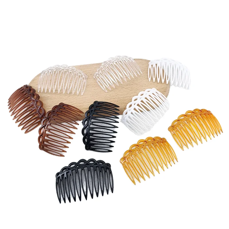 

20 шт. 5,3x7,5 см, 11 зубцов, толстые пластиковые гребни для волос с цветочным узором и филигранной волнистой кромкой, боковые гребни, женский аксессуар для волос