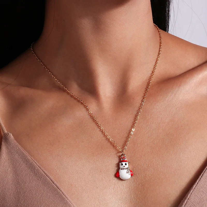 Mode Weihnachten Halsketten Emaille Santa Claus Baum Glocken Anhänger Halskette für Frauen Mädchen Weihnachten Party Urlaub Schmuck Geschenke – Detail 14