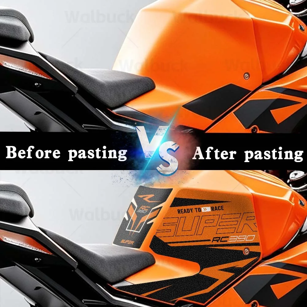 Motorcycle Tank Pad Protected Sticker Knee Grip Side Decorative Decal Waterproof Refit Accessories For RC390 RC 390 rc390 rc 390