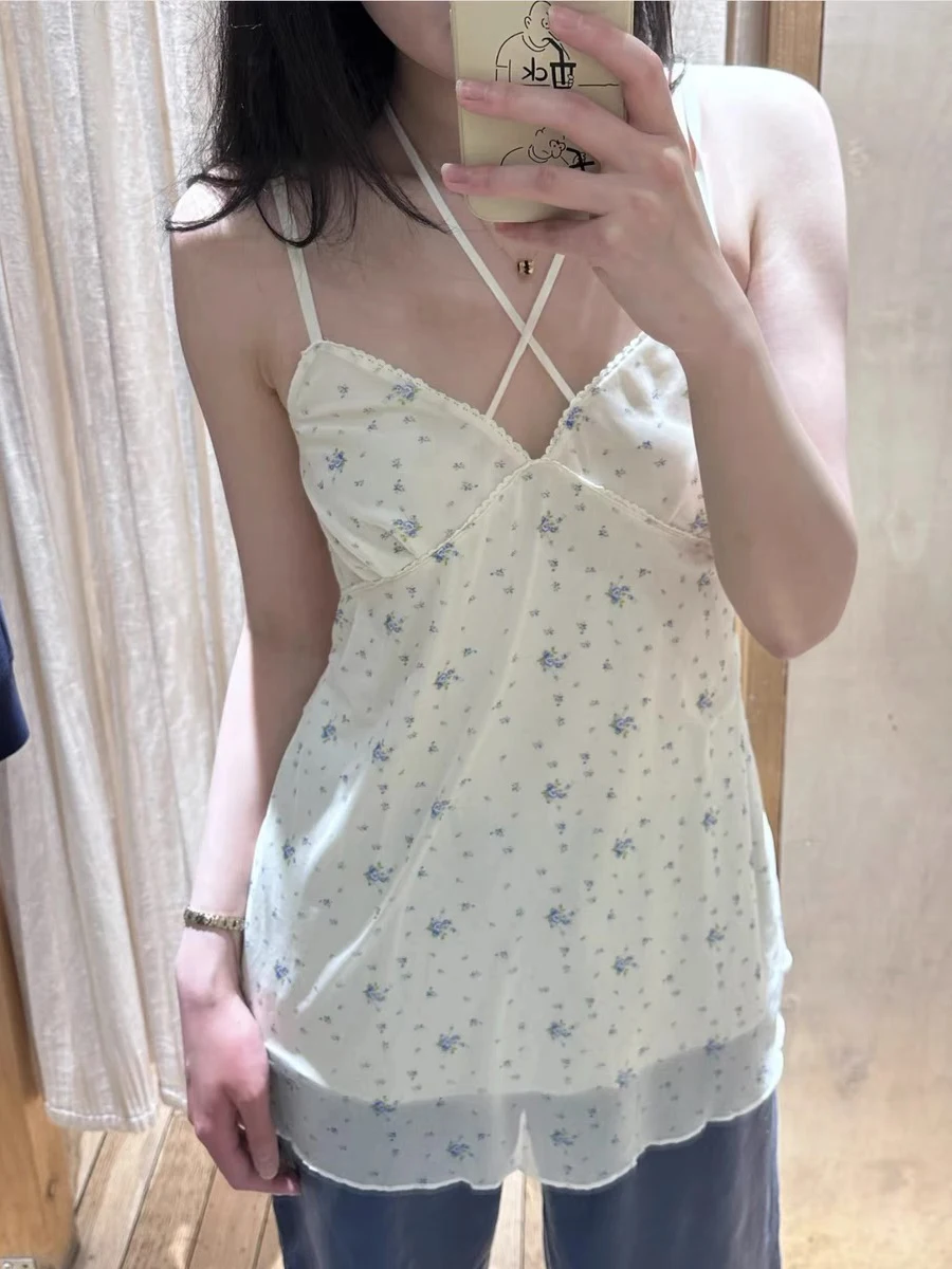 الأزرق الأزهار شبكة فستان قصير المرأة الدانتيل تقليم الخامس الرقبة الدانتيل متابعة أكمام كاميس فساتين الصيف عادية الحلو الشيفون ألف خط Vestidos