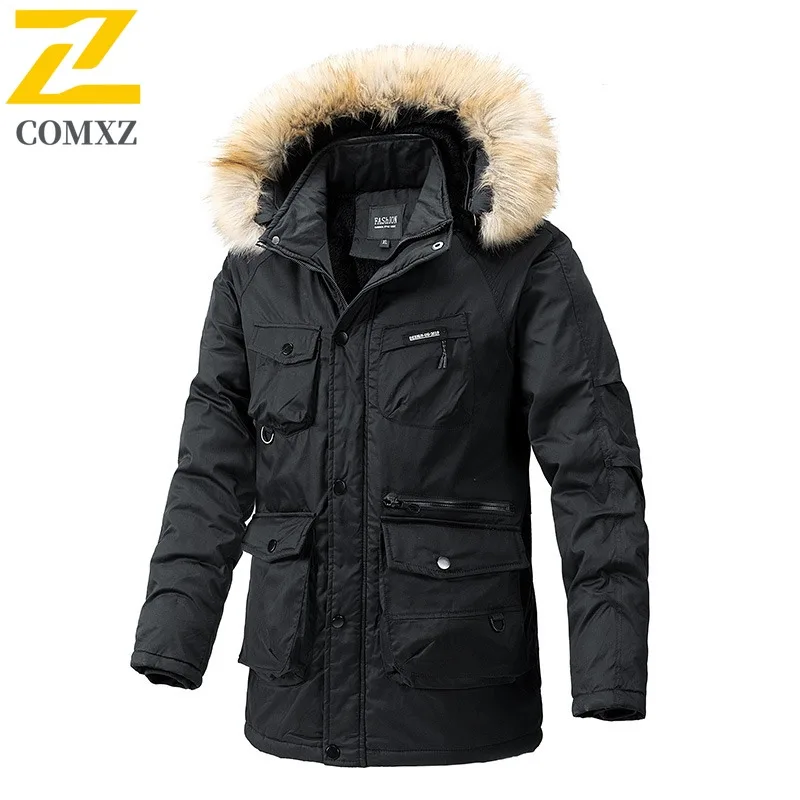 

COMXZ Men Padded Jacket Premium Hooded Outdoor Travel Windproof Warm Parka Casual Daily Style Lightweight Winter New Clothing