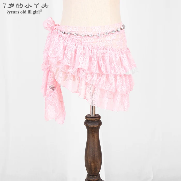 Falda de encaje para danza del vientre, disfraz de actuación, falda con bufanda a la cadera con abertura largaBPP0104