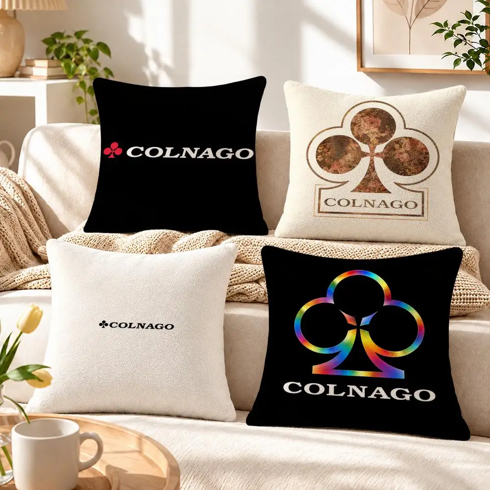 Brand Colnago Bicycle Cushion Cover Soft Short‑Plush Pillowcase, Sofa Bedroom Home Decor, Holiday Gift