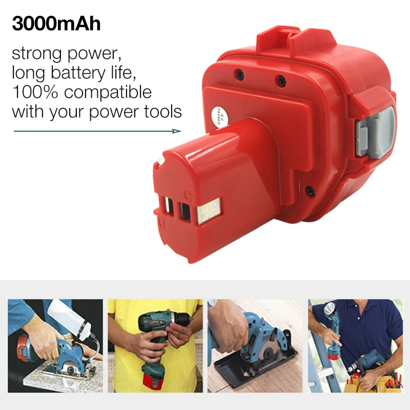 PA12 1220 1222 1234 12V 3000mAh Ni-MH Cordless Power Tools Rechargeable Battery for Makita 6270D 6271D 6227D 6317D 8270D 4331D